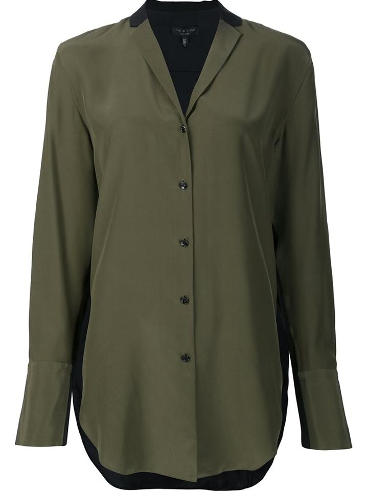Rag & Bone 'leighton' Shirt, Women's, Size: Xs, Green, Silk