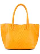 B May Textured Tote Bag, Women's, Yellow/orange, Python Skin