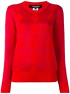 Junya Watanabe Comme Des Garçons - Jacquard V Neck Jumper - Women - Polyester/wool - M, Red, Polyester/wool