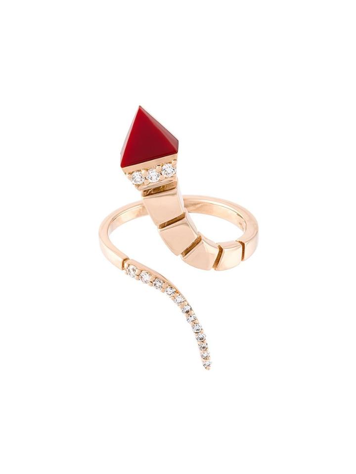 Anapsara Temptation Diamond And Coral Ring - Metallic