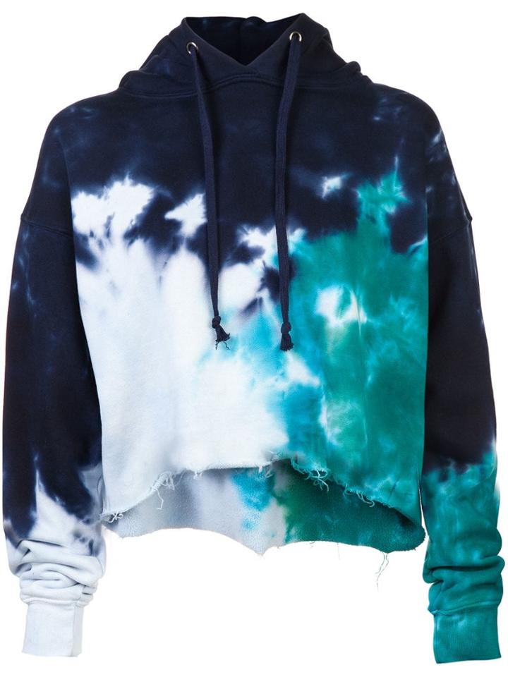 Re/done Cropped Tie Dye Hoodie - Blue