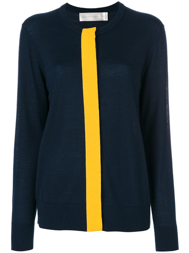 Victoria Victoria Beckham Contrast Stripe Cardigan - Blue
