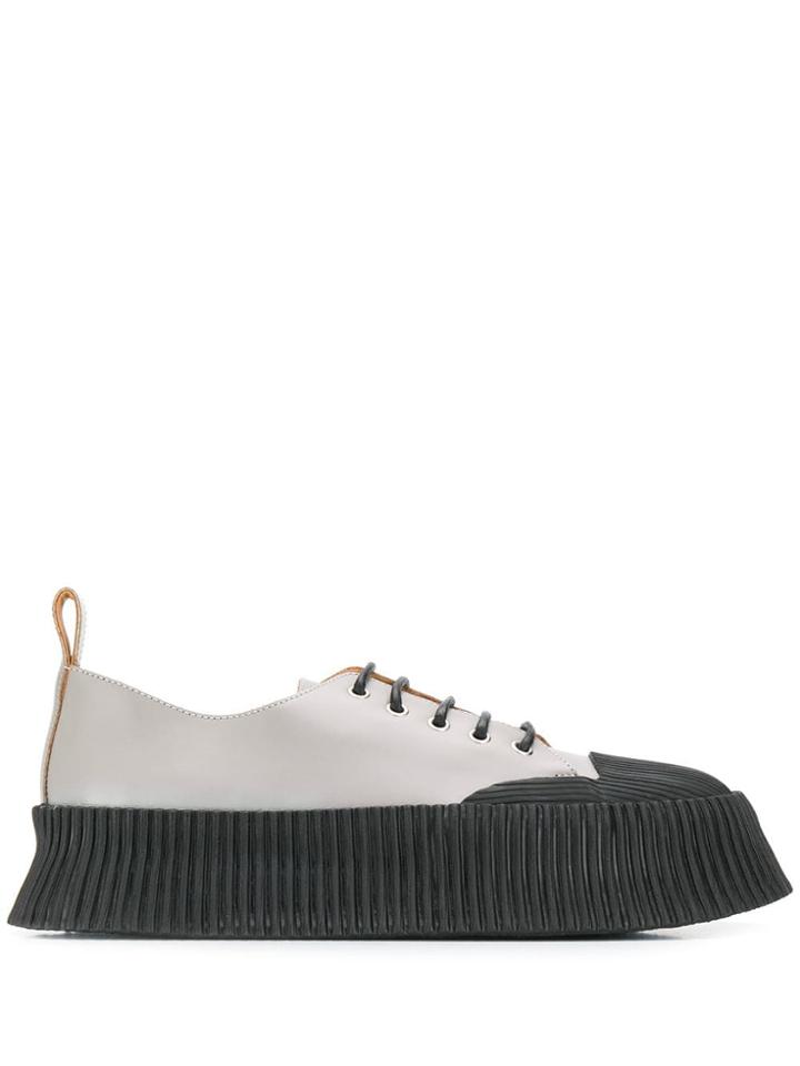 Jil Sander Ribbed Rubber-detailed Sneakers - Grey