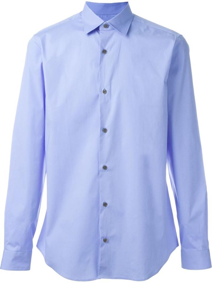 Z Zegna Classic Shirt, Men's, Size: 40, Blue, Cotton/spandex/elastane