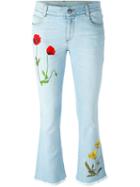 Stella Mccartney Embroidered Flared Jeans, Women's, Size: 28, Blue, Cotton/spandex/elastane/polyester