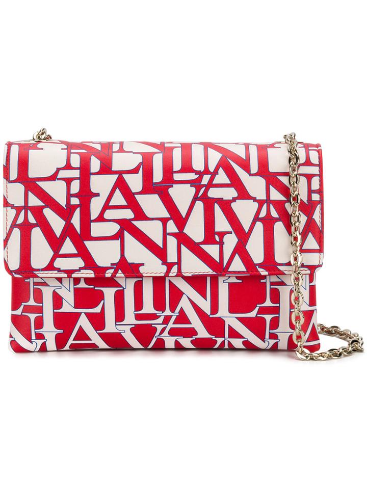 Lanvin Printed Logo Shoulder Bag - Red