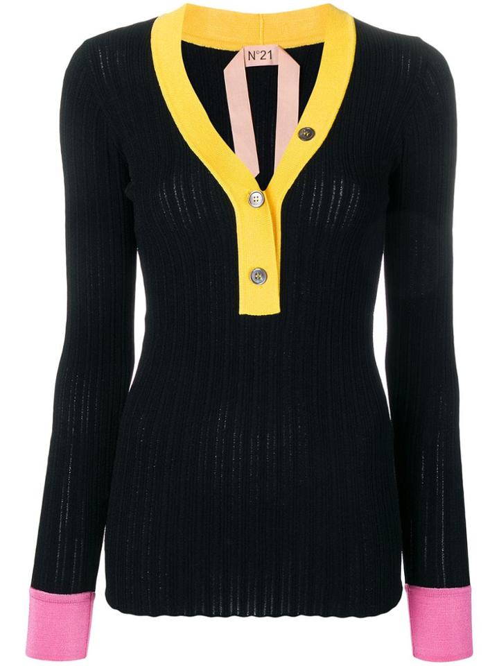 No21 Colour Block Sweater - Black