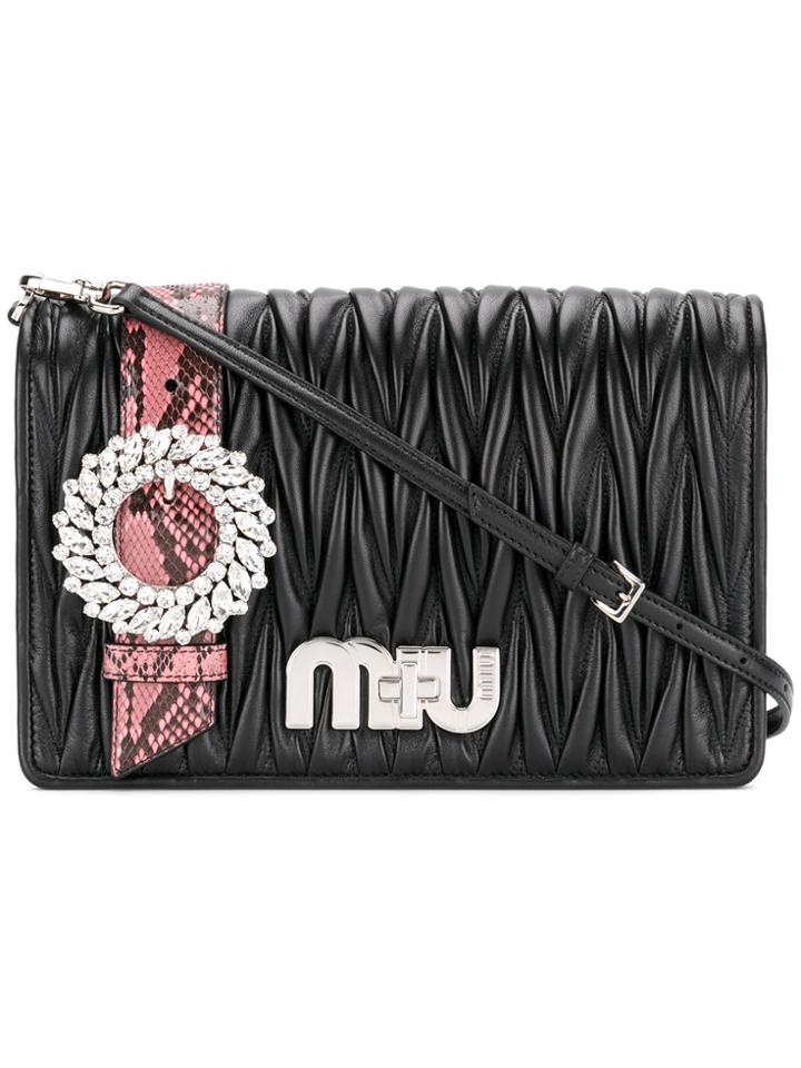 Miu Miu Fold Over Shoulder Bag - Black