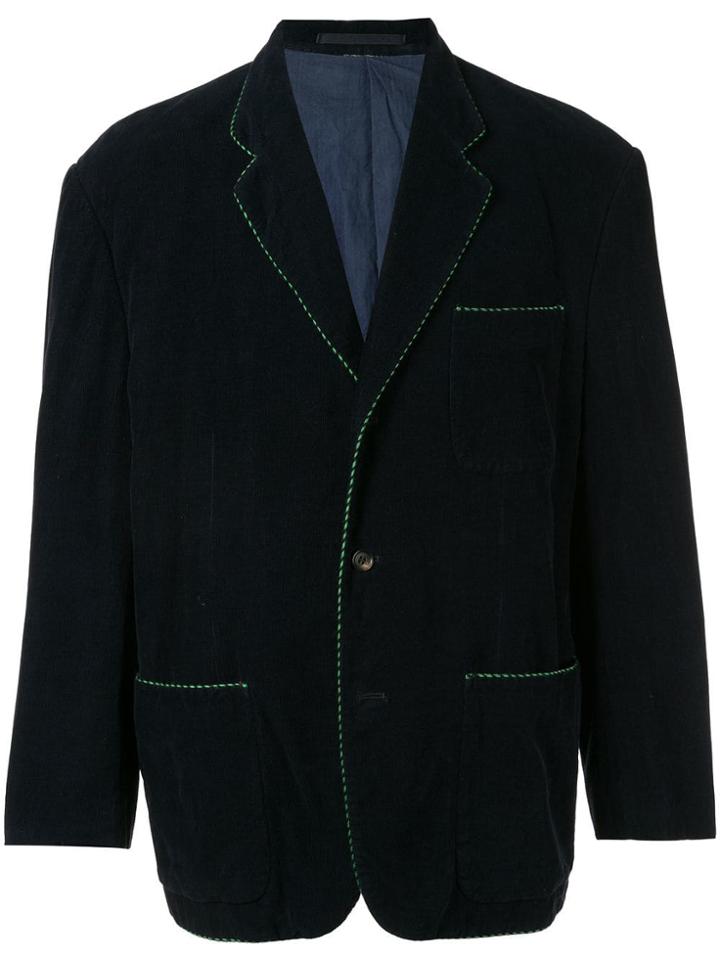 Comme Des Garçons Vintage Contrast-stitch Blazer - Blue