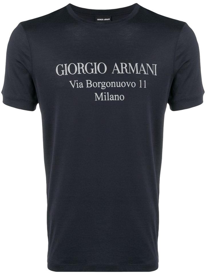 Giorgio Armani Logo Print T-shirt - Blue