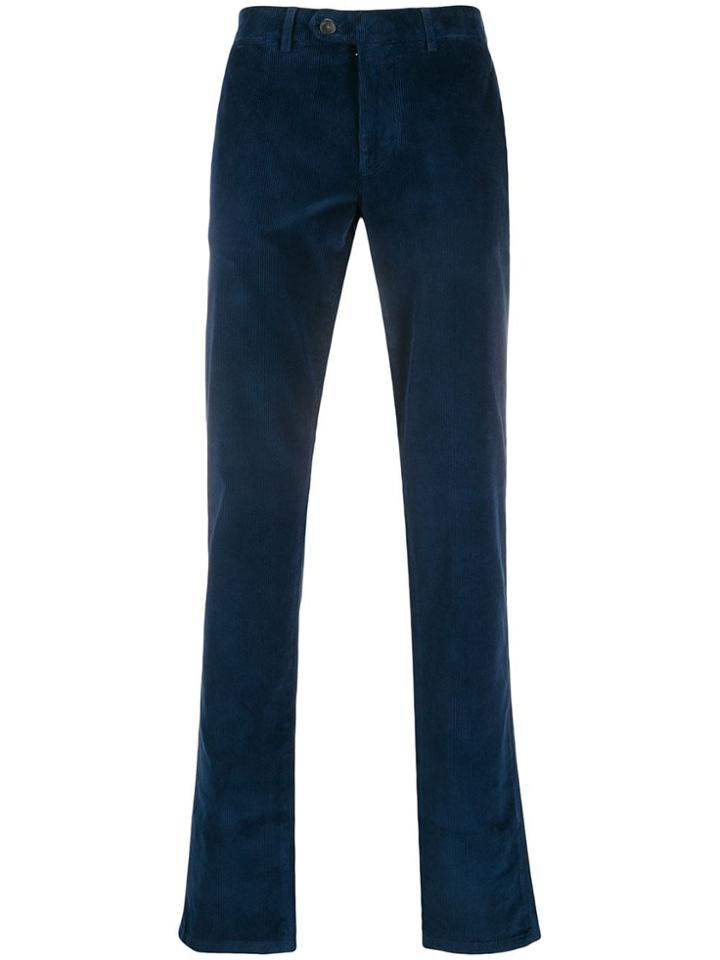 Canali Straight Leg Corduroy Chinos - Blue
