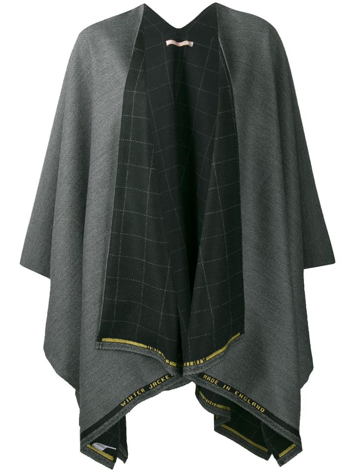 Ermanno Gallamini Oversized Checked-panel Cape - Grey