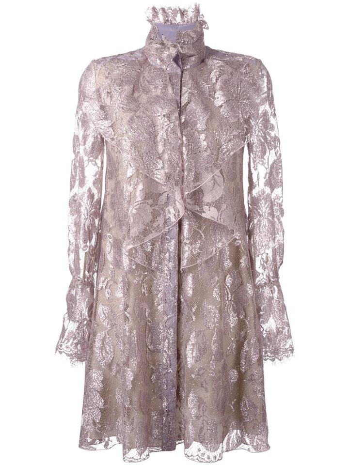 Lanvin Victorian Style Ruffle Dress, Women's, Size: 38, Pink/purple, Silk/polyamide/polyester/viscose
