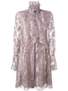 Lanvin Victorian Style Ruffle Dress, Women's, Size: 38, Pink/purple, Silk/polyamide/polyester/viscose