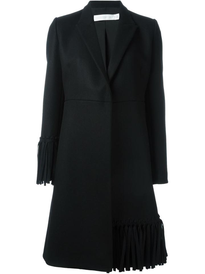 Victoria Beckham Fringed Detail Midi Coat
