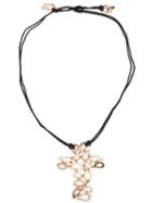 Gavello Tear Drop Crucifix Necklace, Women's, Black, Gold