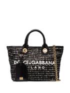 Dolce & Gabbana Logo Tweed Shopper Tote - Black