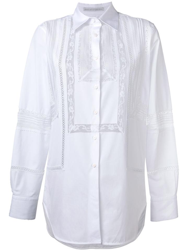 Ermanno Scervino Lace Trim Shirt, Women's, Size: 44, White, Cotton