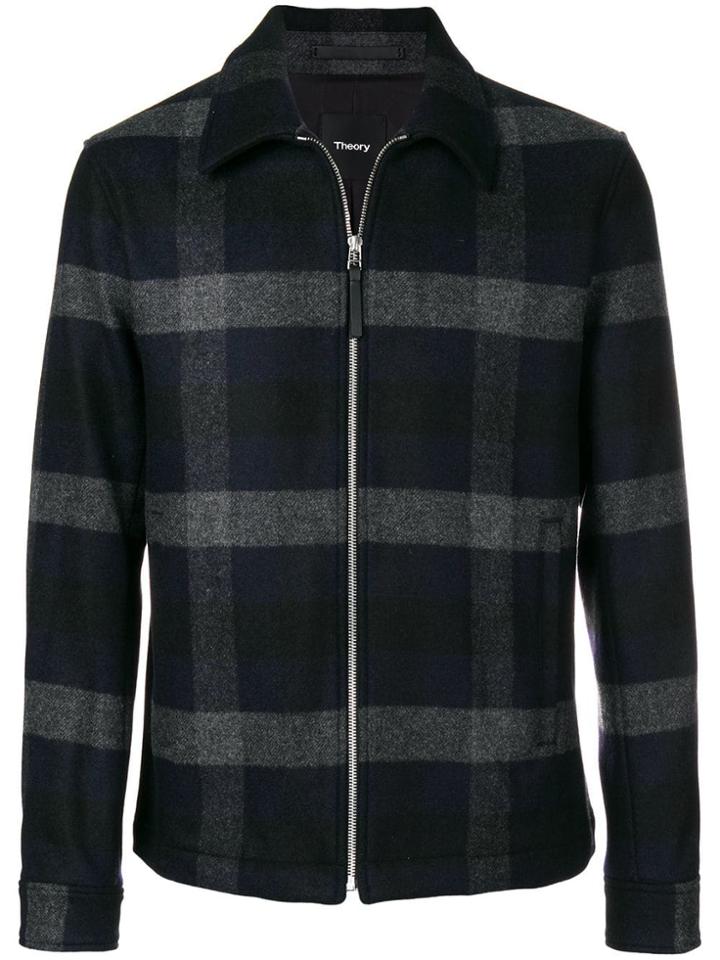 Theory Checked Shirt Jacket - Blue