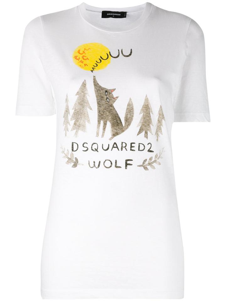 Embroidered T-shirt - Women - Cotton - M, White, Cotton, Dsquared2