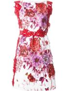 Giamba Floral Appliqué Dress, Women's, Size: 42, Red, Silk/polyamide/polyester