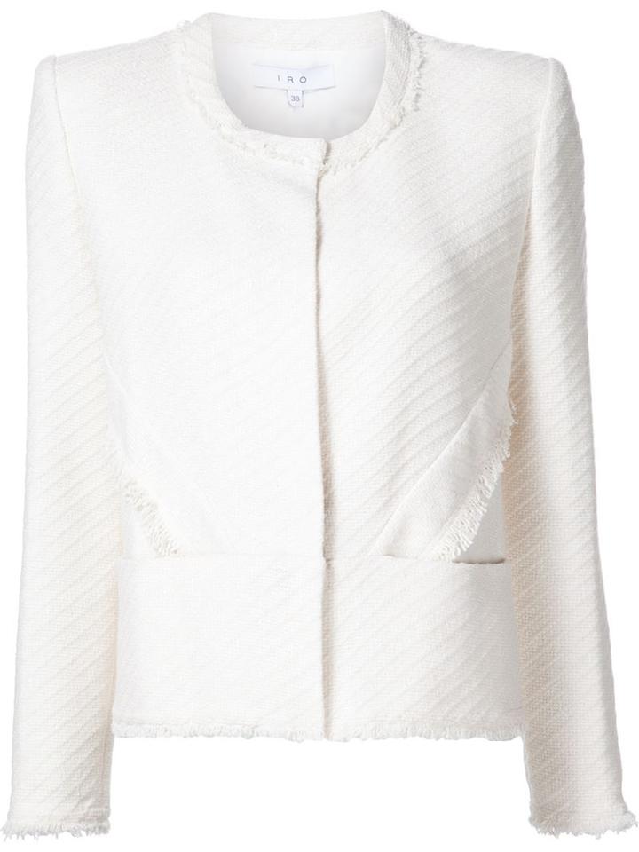 Iro Striped Fringe Detail Cropped Jacket
