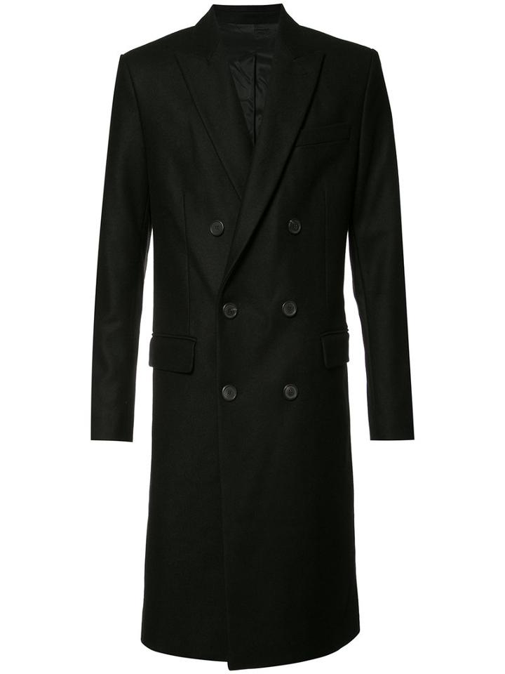 Ami Alexandre Mattiussi Double Breasted Coat, Men's, Size: 46, Black, Acetate/cotton/polyamide/wool