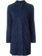 Desa Collection Single Breasted Coat, Women's, Size: 42, Blue, Leather