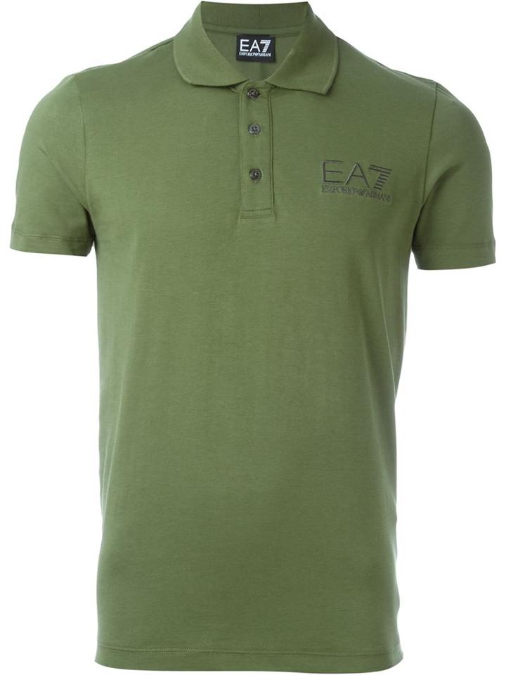 Ea7 Emporio Armani Embroidered Chest Logo Polo Shirt, Men's, Size: L, Green, Cotton