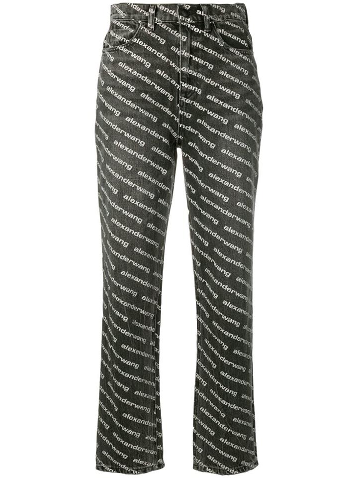 T By Alexander Wang High Waisted Logo Print Jeans - Black