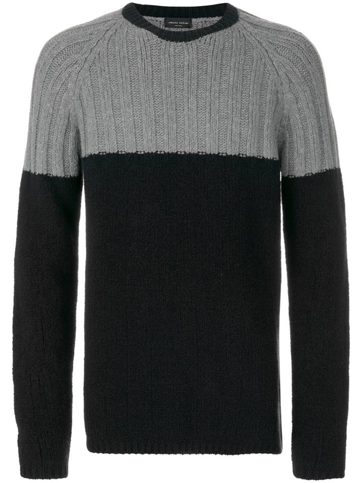 Roberto Collina Colour Block Cable Knit Jumper - Blue