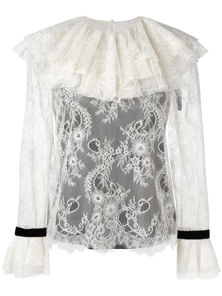 Philosophy Di Lorenzo Serafini Lace Ruffle Front Blouse, Women's, Size: 40, White, Polyamide/polyester