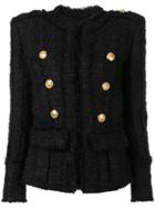 Balmain Double-breasted Tweed Jacket - Black