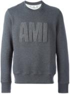 Ami Alexandre Mattiussi Logo Appliqué Sweatshirt, Men's, Size: Small, Grey, Cotton
