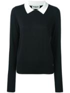 Essentiel Antwerp - Contrast Collar Jumper - Women - Cotton/spandex/elastane/modal/wool - M, Women's, Black, Cotton/spandex/elastane/modal/wool