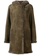 Liska Hooded Shearling Coat - Green
