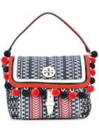 Tory Burch Pompom Trim Crossbody Bag, Women's, Blue, Nylon