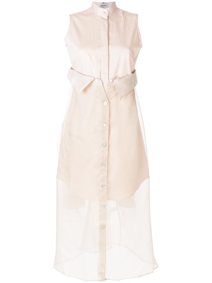 Balossa White Shirt Layered Shirt Dress - Nude & Neutrals