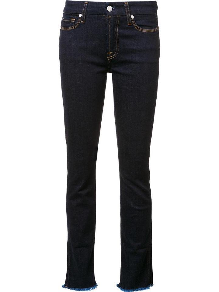 7 For All Mankind Frayed Hem Skinny Jeans, Women's, Size: 26, Blue, Cotton/spandex/elastane