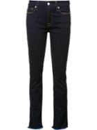 7 For All Mankind Frayed Hem Skinny Jeans, Women's, Size: 26, Blue, Cotton/spandex/elastane