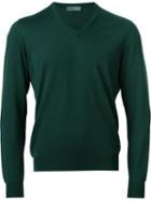 Drumohr V-neck Jumper, Men's, Size: 52, Green, Merino