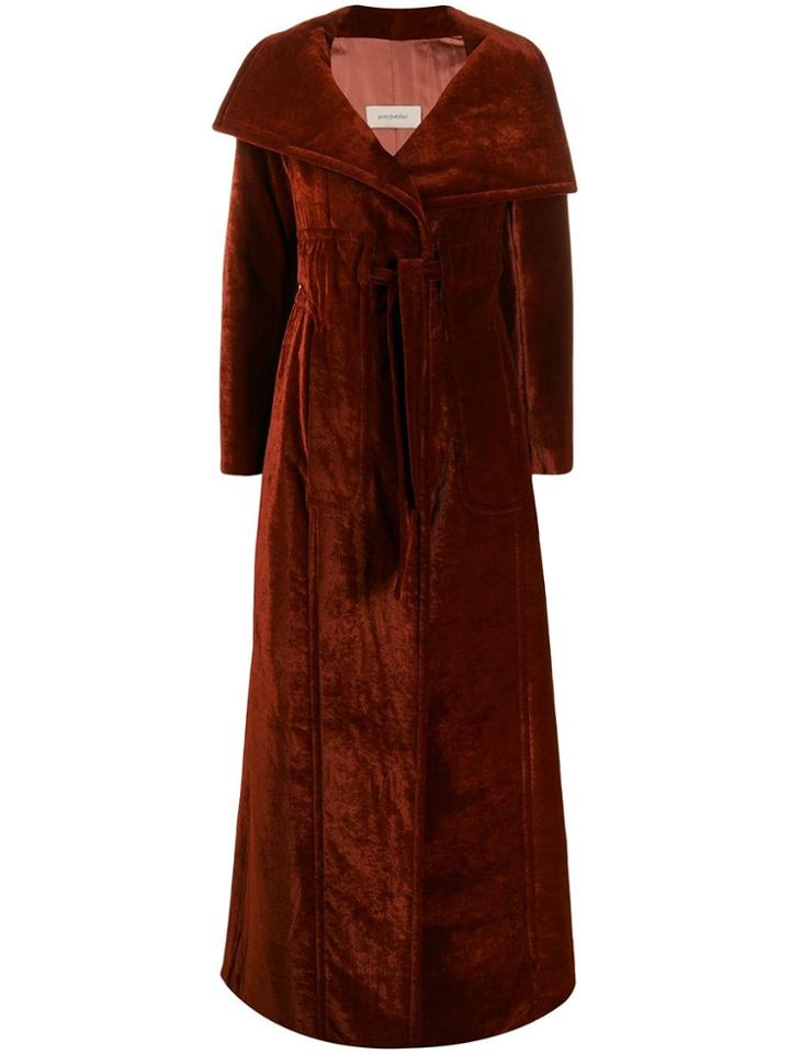 Gentry Portofino Oversized Velvet Coat - Orange