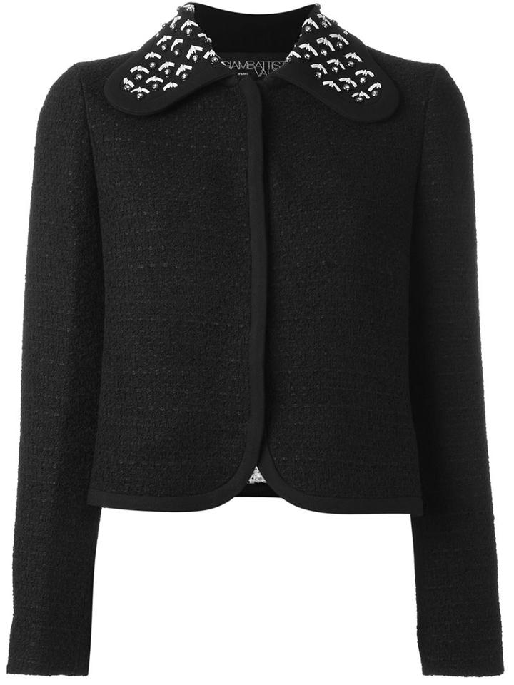 Giambattista Valli Tweed Jacket, Women's, Size: 46, Black, Silk/cotton/polyamide/virgin Wool