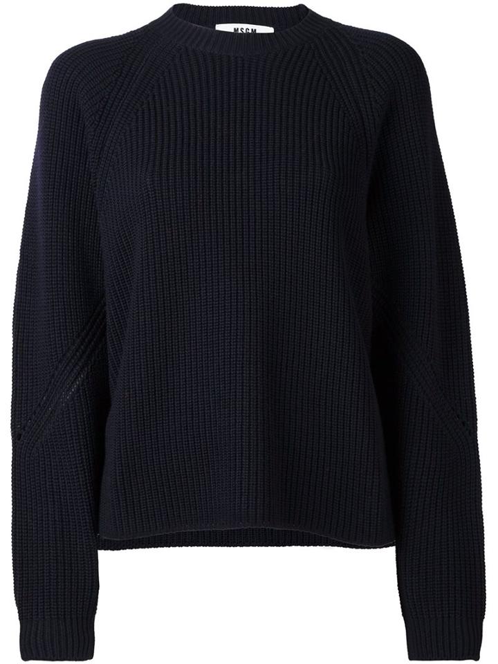 Msgm Ribbed Chunky Jumper, Women's, Size: Medium, Blue, Virgin Wool