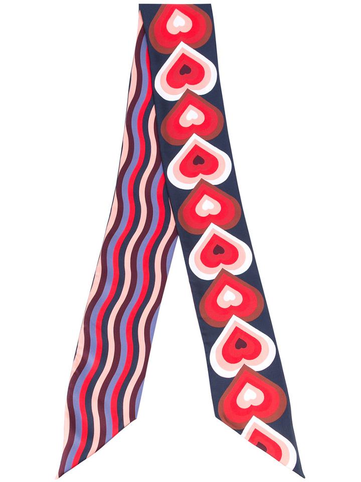 Fendi Heart Motif Scarf, Women's, Red, Silk