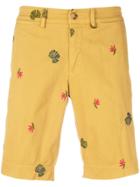 Jeckerson Embroidered Fitted Shorts - Yellow & Orange