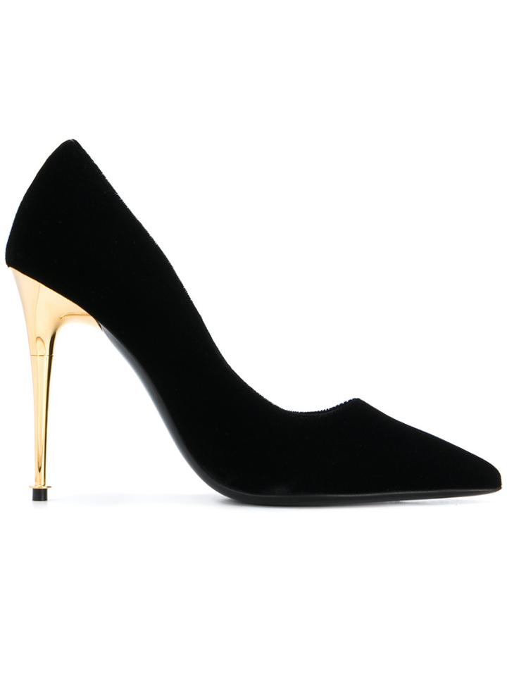 Tom Ford Gold Heel Stiletto Pumps - Black