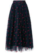 P.a.r.o.s.h. Lip Embroidered Tulle Skirt - Blue