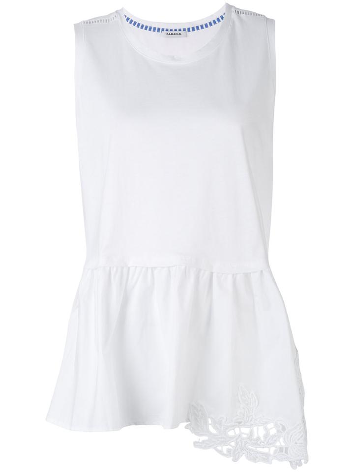 P.a.r.o.s.h. - Embroidered Peplum Tank - Women - Cotton - S, White, Cotton