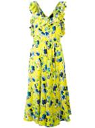 Msgm Crossed Back Floral Dress, Women's, Size: 42, Yellow/orange, Silk/polyester